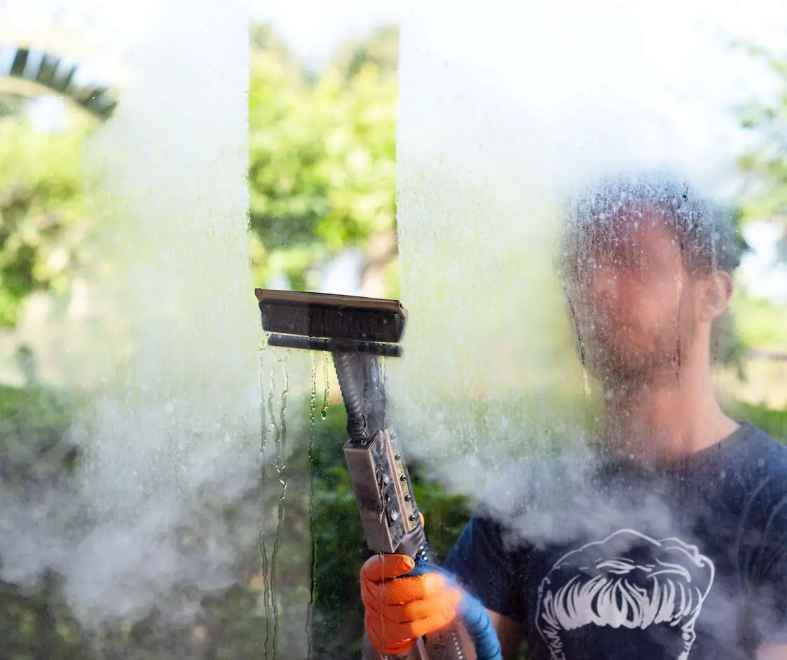 Terminate bacteria, dirt, and grime from glass windows with a Pure industrial steam cleaner, enabling a clean environment, Best Steam Cleaners For The Contract Cleaning Industry