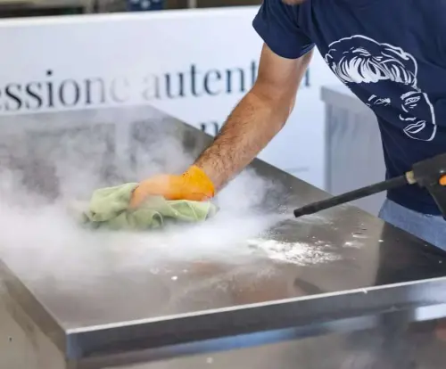 steam clean food preperation surfaces in kitchens and catering with one of our Pure commercial steam cleaners