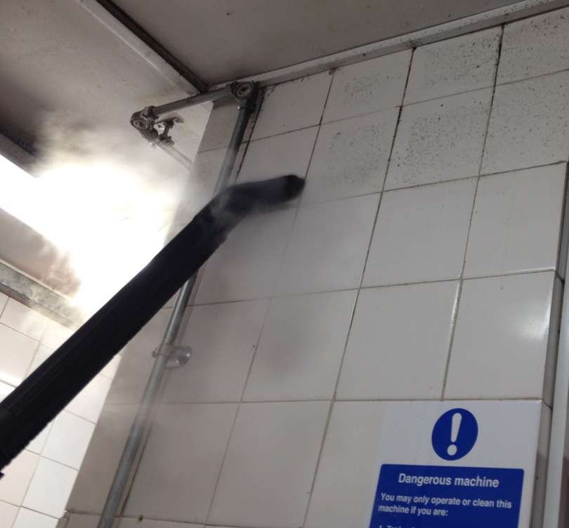 Invest in an industrial steam cleaner and keep your tile walls looking and feeling fresh and clean all day long!