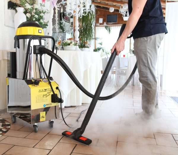steam clean tile stoned floors for restaurants and events with our powerful i6 Pure industrial steam cleaner