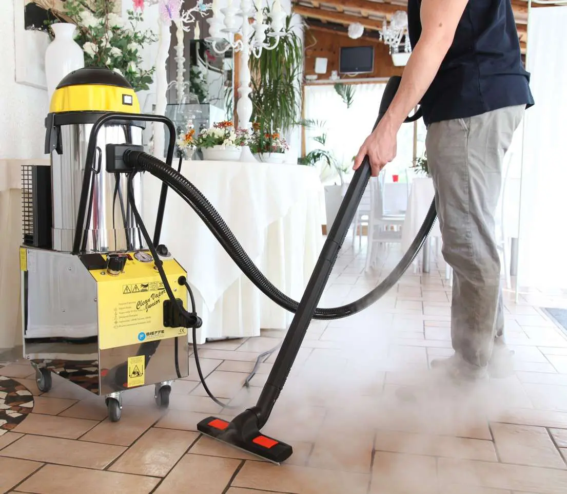 steam clean tile stoned floors for restaurants and events with our powerful i6 Pure industrial steam cleaner