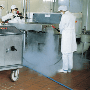 Commercial steam cleaner cleaning a conveyor belt. Buy the best steam cleaning machine to remove the dirt and dust and provide happy customers, Steam Cleaner, Steam Cleaner