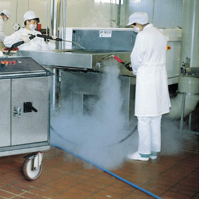 Commercial steam cleaner cleaning a conveyor belt. Buy the best steam cleaning machine to remove the dirt and dust and provide happy customers, Steam Cleaner, Steam Cleaner