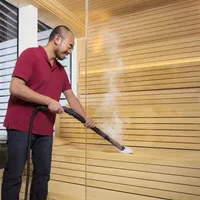 Renovating saunas in health spas by cleaning with industrial steam cleaner. Buy the best commercial steam cleaning machine to remove the dirt and sweat and provide happy and healthy customers, Steam Cleaner