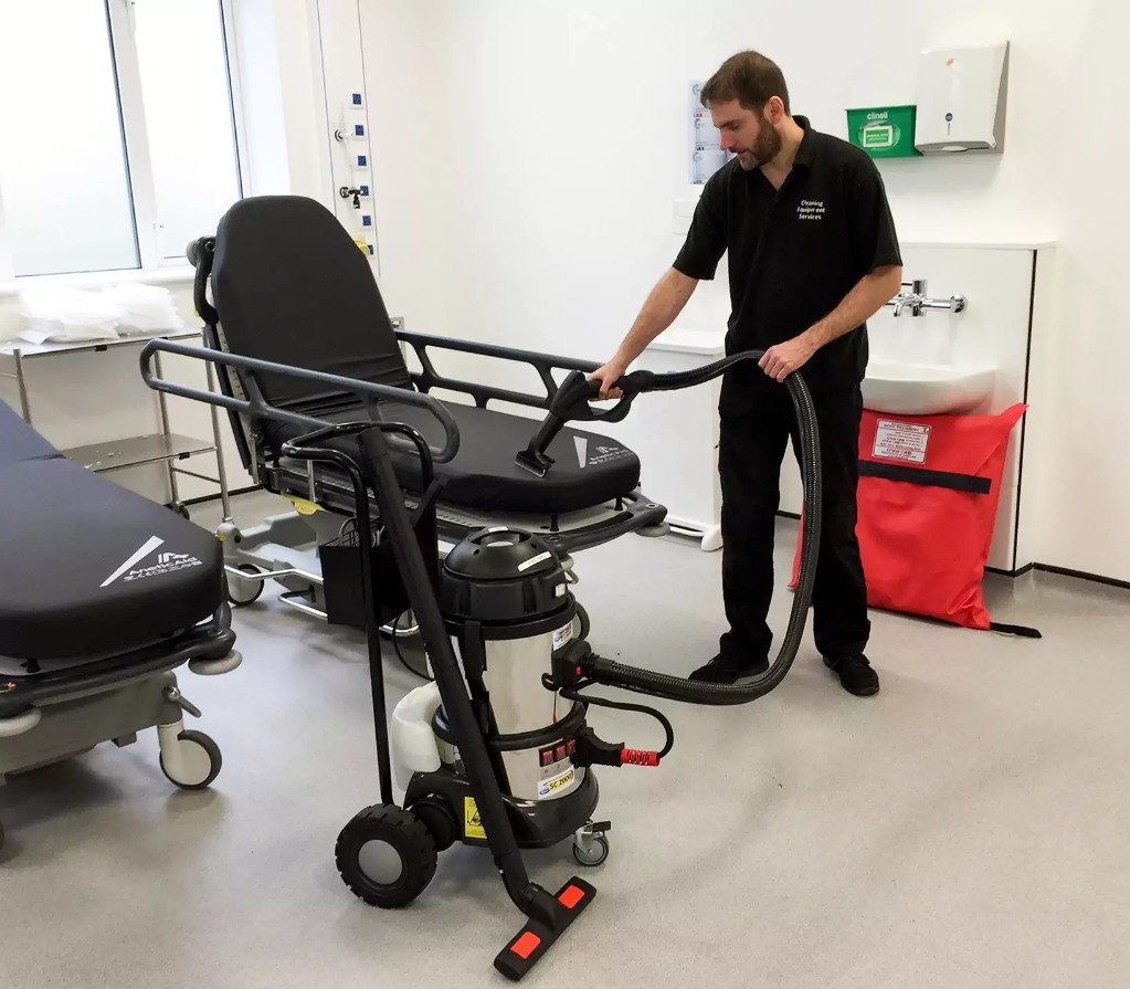 Pure commercial dry steam cleaner being used in an NHS hospital