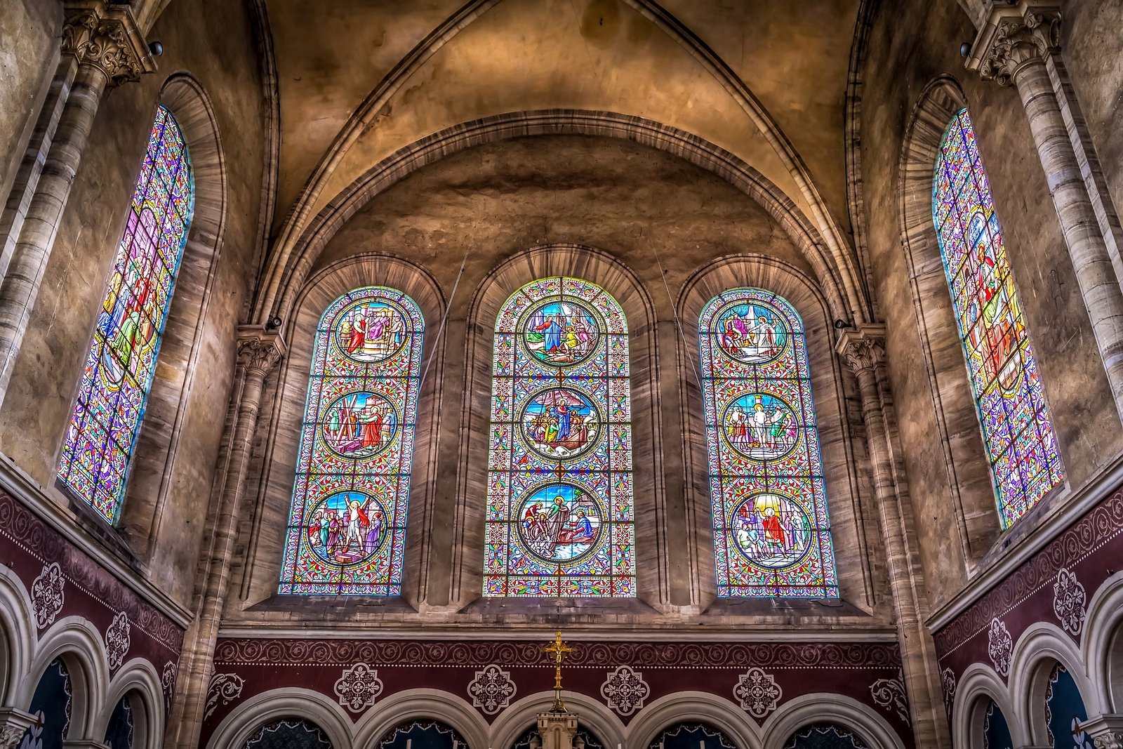 old, historic building, stained glass windows, church