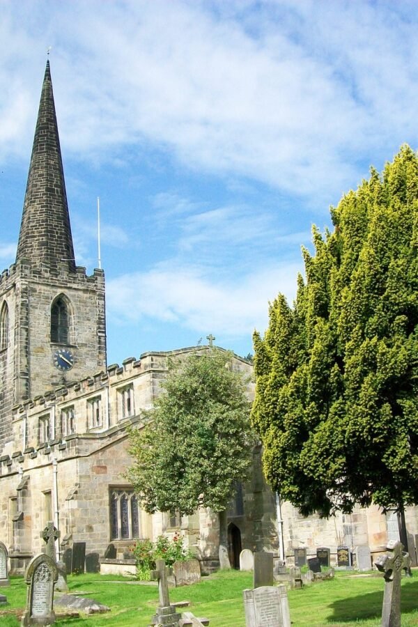 green, church, graveyard